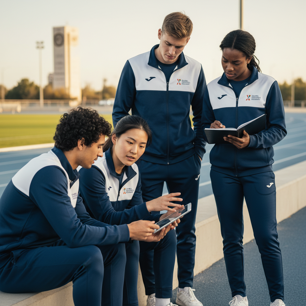Diverse group of young athletes and students together